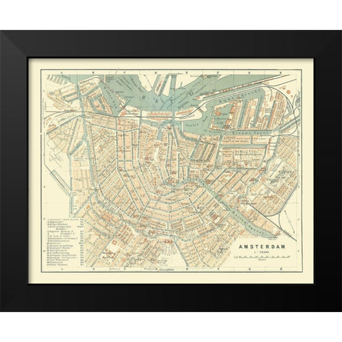 Europe Amsterdam Netherlands - Baedeker 1910 Black Modern Wood Framed Art Print by Baedeker