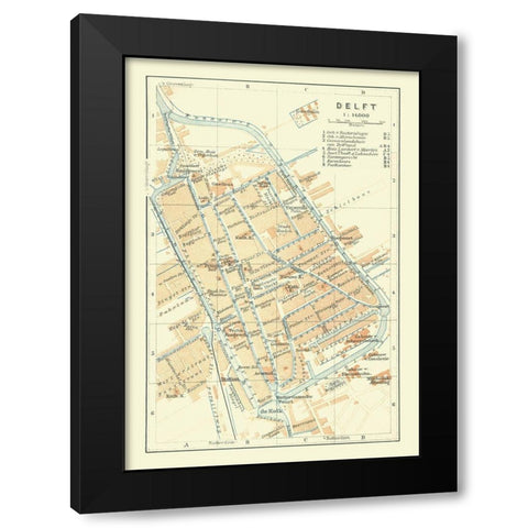 Europe Delft Netherlands - Baedeker 1910 Black Modern Wood Framed Art Print with Double Matting by Baedeker