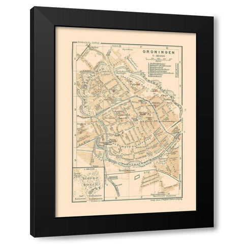 Europe Groningen Netherlands - Baedeker 1910 Black Modern Wood Framed Art Print with Double Matting by Baedeker