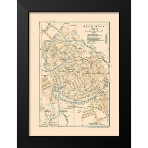 Europe Groningen Netherlands - Baedeker 1910 Black Modern Wood Framed Art Print by Baedeker