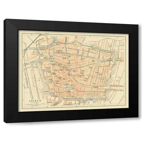 Europe Leiden Netherlands - Baedeker 1910 Black Modern Wood Framed Art Print by Baedeker