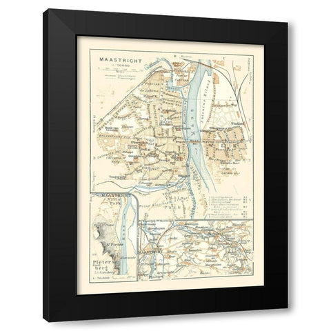 Europe Maastricht Netherlands - Baedeker 1910 Black Modern Wood Framed Art Print by Baedeker