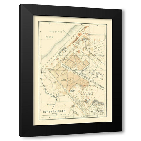 Europe Scheveningen Netherlands - Baedeker 1910 Black Modern Wood Framed Art Print with Double Matting by Baedeker