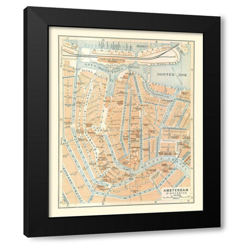 Europe Amsterdam Netherlands - Baedeker 1910 Black Modern Wood Framed Art Print by Baedeker