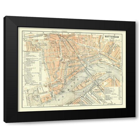 Europe Rotterdam Netherlands - Baedeker 1910 Black Modern Wood Framed Art Print by Baedeker