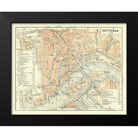 Europe Rotterdam Netherlands - Baedeker 1910 Black Modern Wood Framed Art Print by Baedeker