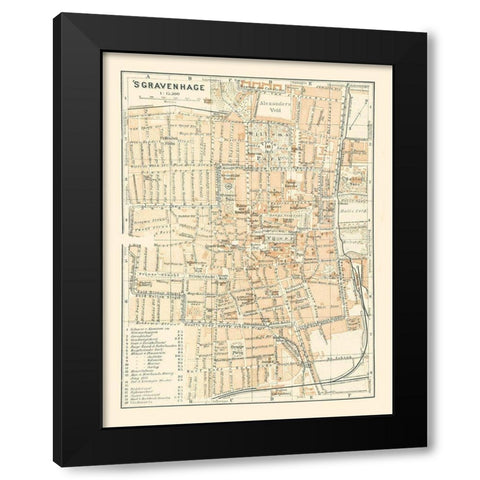 Europe The Hague Netherlands - Baedeker 1910 Black Modern Wood Framed Art Print by Baedeker