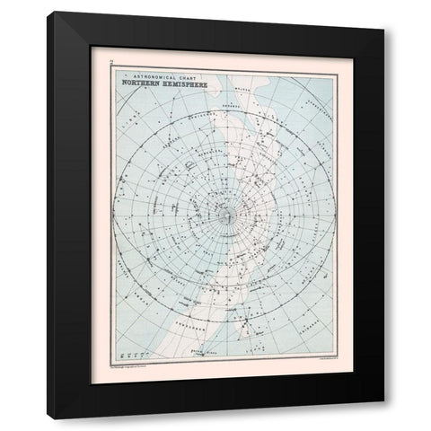 Chart Northern Hemisphere - Bartholomew 1892 Black Modern Wood Framed Art Print by Bartholomew