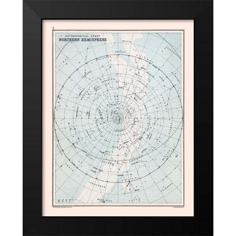 Chart Northern Hemisphere - Bartholomew 1892 Black Modern Wood Framed Art Print by Bartholomew