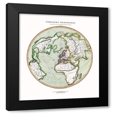 Northern Hemisphere - Thompson 1816 Black Modern Wood Framed Art Print with Double Matting by Thompson