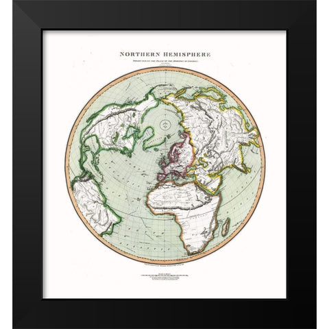 Northern Hemisphere - Thompson 1816 Black Modern Wood Framed Art Print by Thompson