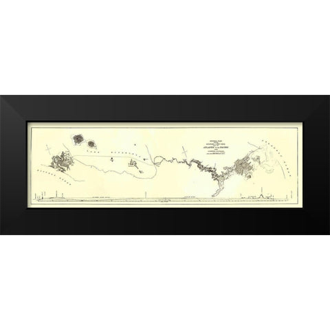 Central America Nicaragua Canal Atlantic Pacific Black Modern Wood Framed Art Print by Menocal