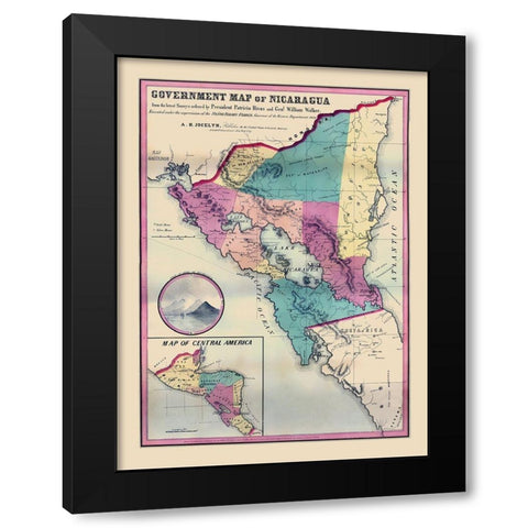 Central America Nicaragua - Jocelyn 1856 Black Modern Wood Framed Art Print with Double Matting by Jocelyn