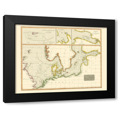 Scandinavia North Baltic Seas Nautical Black Modern Wood Framed Art Print with Double Matting by Thomson