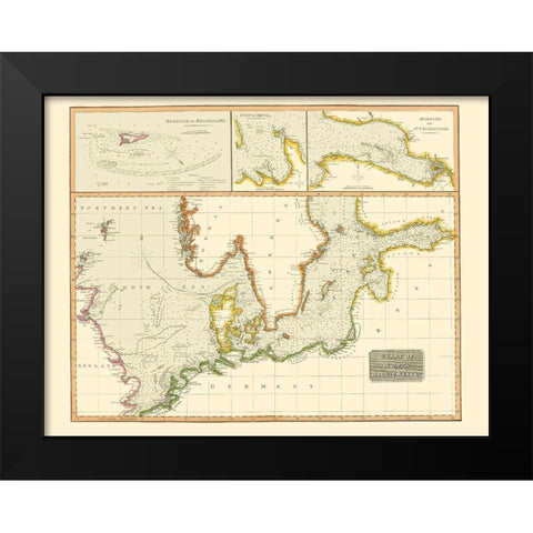 Scandinavia North Baltic Seas Nautical Black Modern Wood Framed Art Print by Thomson