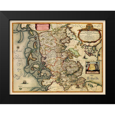 Nordfriesland District Germany - Blaeu 1662 Black Modern Wood Framed Art Print by Blaeu