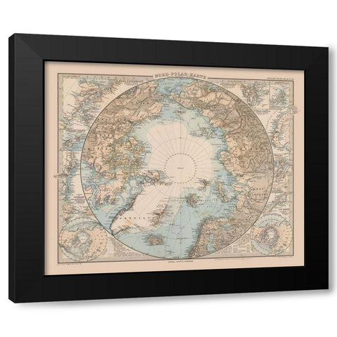 North Pole - Stieler 1885 Black Modern Wood Framed Art Print with Double Matting by Stieler