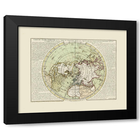 North Pole - Buache 1746 Black Modern Wood Framed Art Print by Buache