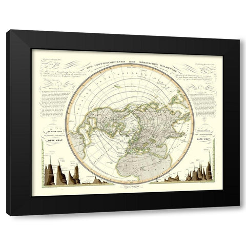 North Pole - Perthes 1858 Black Modern Wood Framed Art Print with Double Matting by Perthes