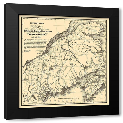 British French Nova Scotia Canada - Mitchell 1755 Black Modern Wood Framed Art Print by Mitchell