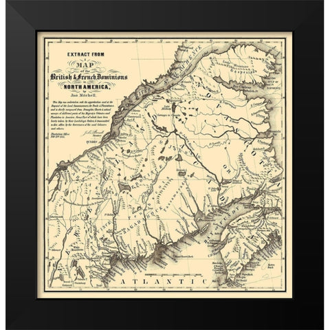British French Nova Scotia Canada - Mitchell 1755 Black Modern Wood Framed Art Print by Mitchell