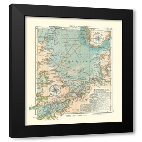 Europe North Sea - Perthes 1914 Black Modern Wood Framed Art Print by Perthes