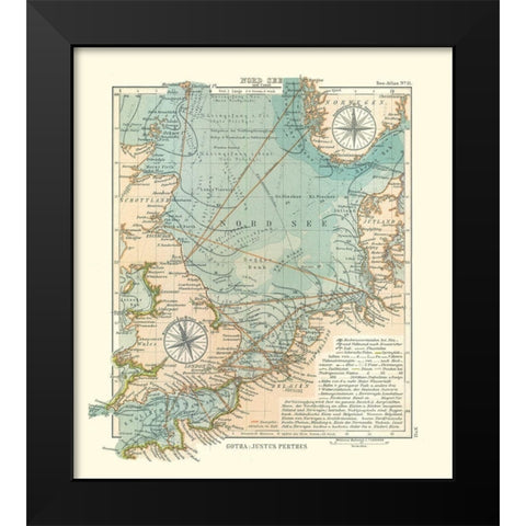 Europe North Sea - Perthes 1914 Black Modern Wood Framed Art Print by Perthes