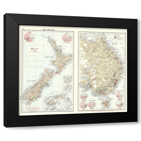 Oceania Imports Exports New Zealand Australia Black Modern Wood Framed Art Print with Double Matting by Newnes