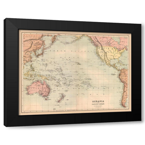 Oceania Pacific Ocean - Black 1867 Black Modern Wood Framed Art Print by Black