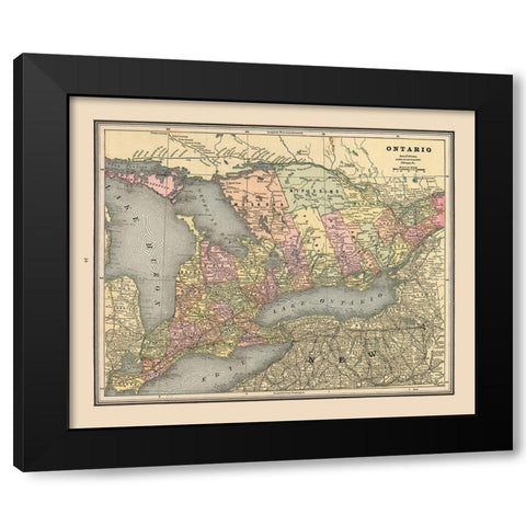 Ontario Province Canada - Cram 1888 Black Modern Wood Framed Art Print by Cram