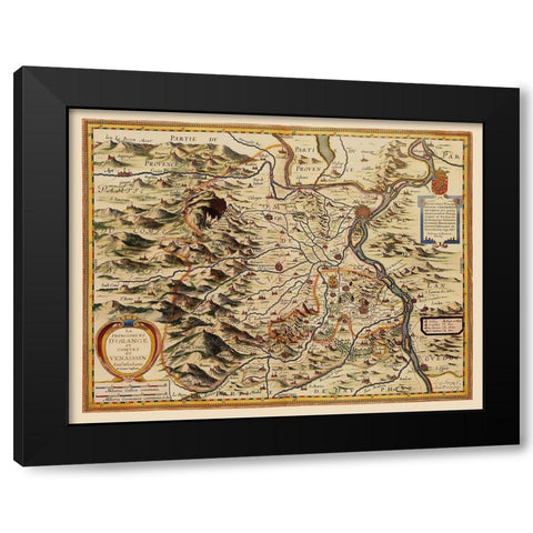 Principality of Orange France - Jansson 1630 Black Modern Wood Framed Art Print by Jansson
