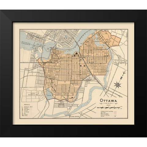 Ottawa Canada - White 1906 Black Modern Wood Framed Art Print by White