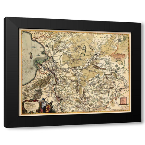 Overijssel Province Netherlands - Visscher 1681 Black Modern Wood Framed Art Print by Visscher