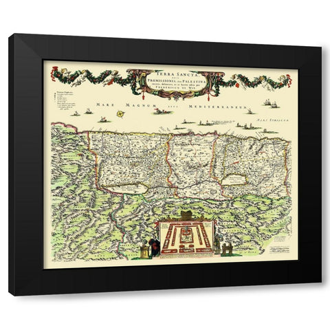 Terra Sancta Province of Judea Israel - De Wit Black Modern Wood Framed Art Print with Double Matting by De Wit