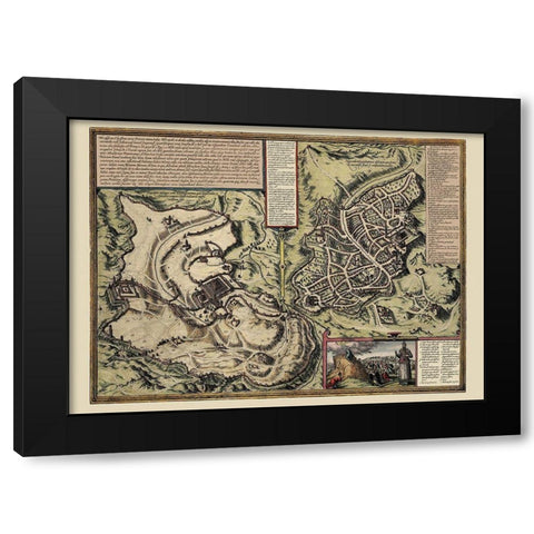 Jerusalem Israel - Hogenberg 1575 Black Modern Wood Framed Art Print with Double Matting by Hogenberg