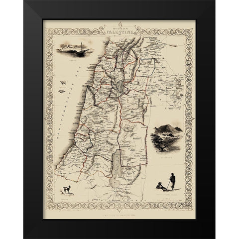 Modern Palestine Israel - Tallis 1807 Black Modern Wood Framed Art Print by Tallis