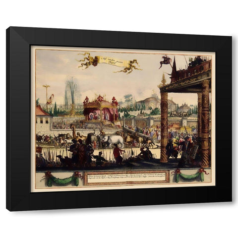 Mogul Procession Lahore Pakistan Asia - 1650 Black Modern Wood Framed Art Print with Double Matting by Unknown