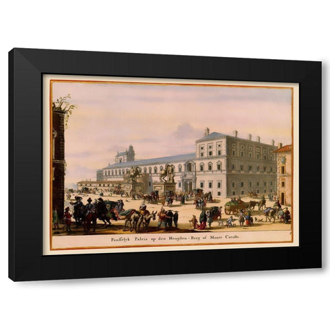 Palace Rome Italy Picture - Visscher 1681 Black Modern Wood Framed Art Print by Visscher