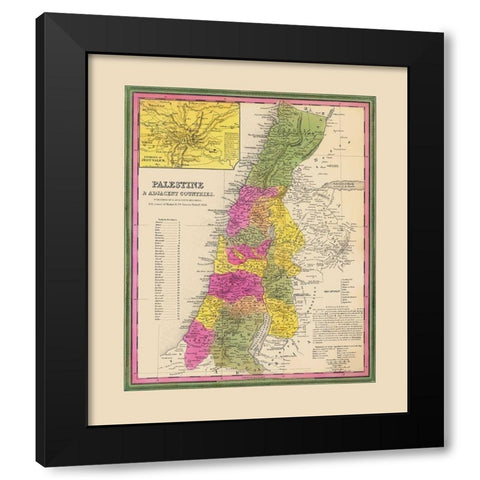 Palestine Israel - Mitchell 1846 Black Modern Wood Framed Art Print by Mitchell