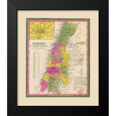 Palestine Israel - Mitchell 1846 Black Modern Wood Framed Art Print by Mitchell