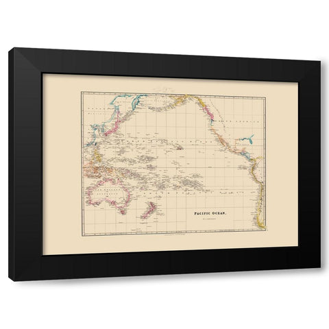 Pacific Ocean - Arrowsmith 1844 Black Modern Wood Framed Art Print with Double Matting by Arrowsmith