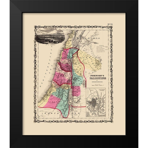Palestine Israel - Johnson 1860 Black Modern Wood Framed Art Print by Johnson