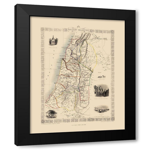 Ancient Palestine Israel - Tallis 1851 Black Modern Wood Framed Art Print by Tallis