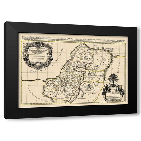 Palestine Israel - Jaillot 1874 Black Modern Wood Framed Art Print by Jaillot