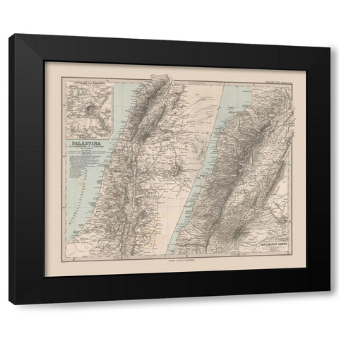 Middle East Palestine Israel Lebanon - Stieler Black Modern Wood Framed Art Print with Double Matting by Stieler