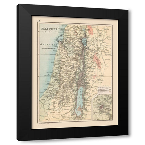 Middle East Palestine Elevation Israel Black Modern Wood Framed Art Print by Bartholomew