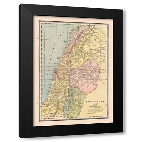 Middle East Palestine Israel - Cram 1888 Black Modern Wood Framed Art Print by Cram