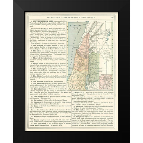Middle East Palestine Israel - Monteith 1882 Black Modern Wood Framed Art Print by Monteith