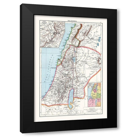 Middle East Palestine Israel - Droysen 1886 Black Modern Wood Framed Art Print with Double Matting by Droysen
