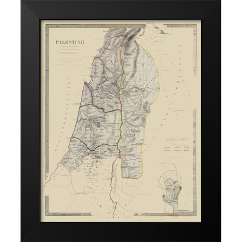 Middle East Palestine Israel - Chapman 1830 Black Modern Wood Framed Art Print by Chapman